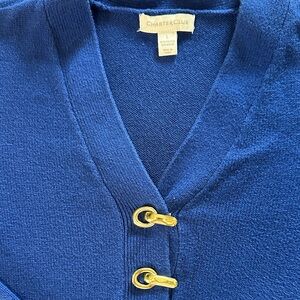 Charter Club Women's Royal Blue Cardigan with Gold Accents